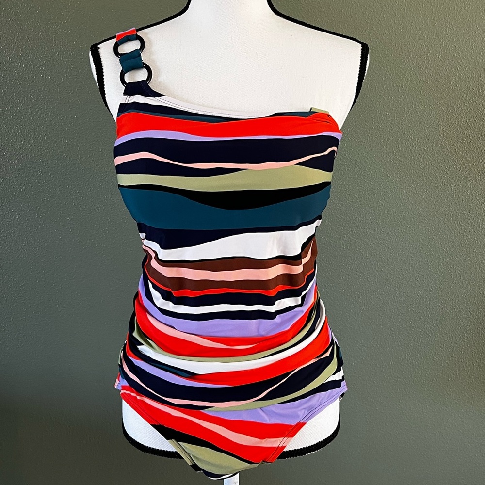 Anne Cole Ring Strap Asymmetric One Piece Swimsuit